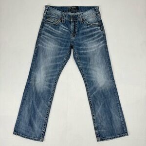 Silver Zac Mens Jeans Y2K Relaxed Fit Thick Stitch Blue Faded W30/L30
